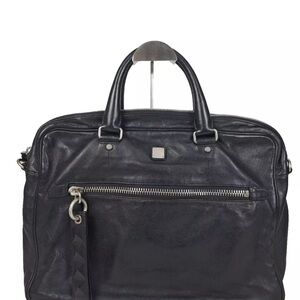 Black Leather Men's Laptop Bag